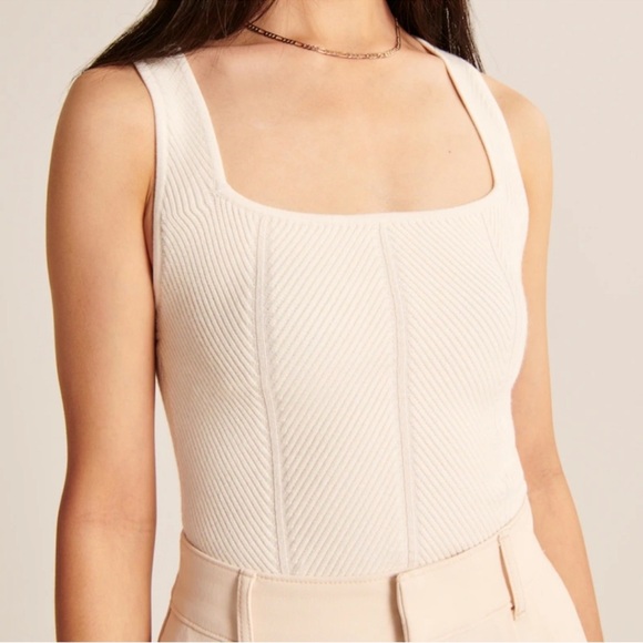 Abercrombie & Fitch Tops - Abercrombie‎ & Fitch Elevated Rib Knit Crossback Tank Top Ivory XL